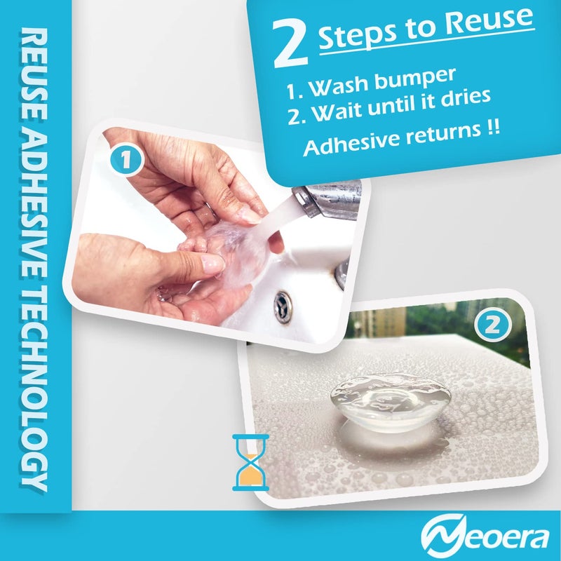 Neoera Door Stopper Wall Protector (Clear, 8pack)-Quiet, Shock Absorbent Gel - Adhesive Reusable Bumper Protector, Wall Shield & Silencer for Door Handle, Soft Rubber Round Door Stop 1.57 inch - Image 5